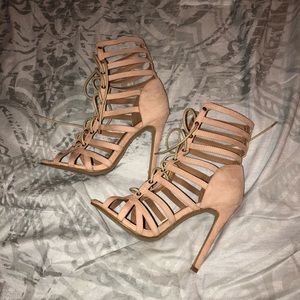 Laced up nude Heels
